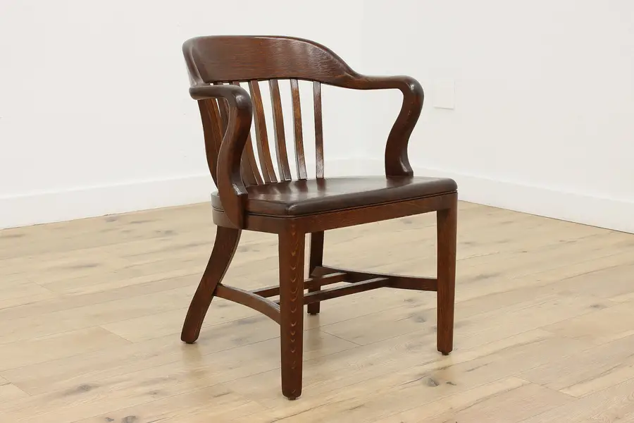 Photo of Oak Antique Office Library Banker Chair, Sikes