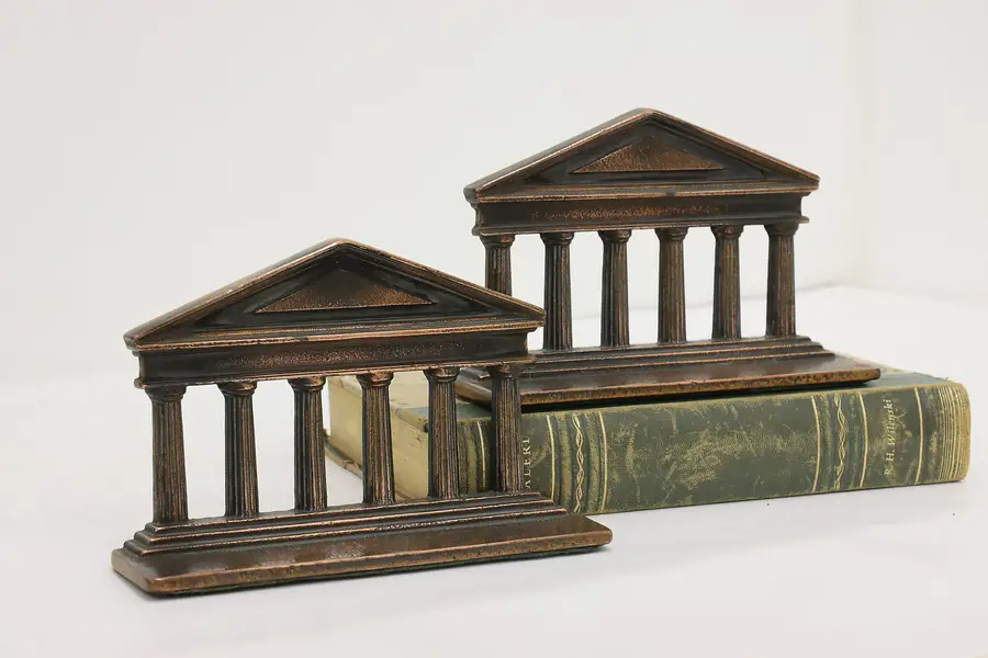 Photo of Pair Antique Classical Iron Library Bookends Verona