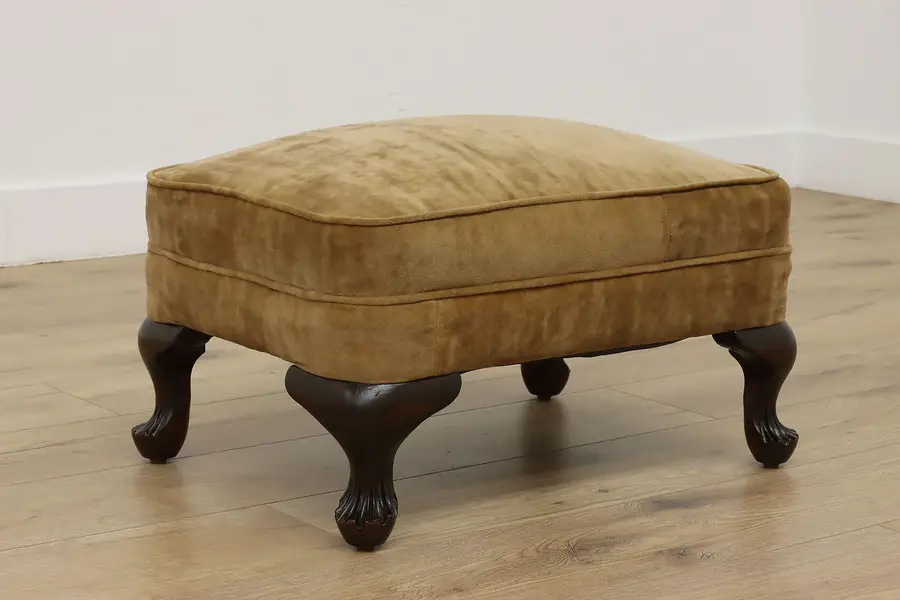 Photo of Georgian Vintage Footstool Carved Mahogany Legs