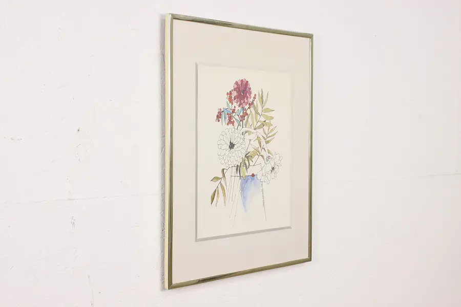 Photo of Wild Flowers Vintage Original Ink & Watercolor, Weissler 21"
