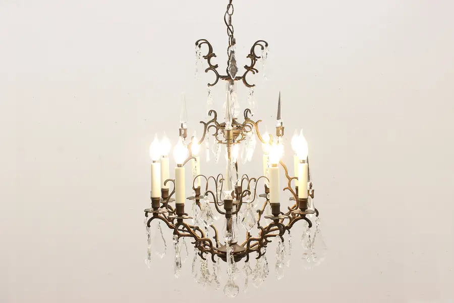 Photo of Classic Dark Brass & Crystal Prism 8 Candle Chandelier