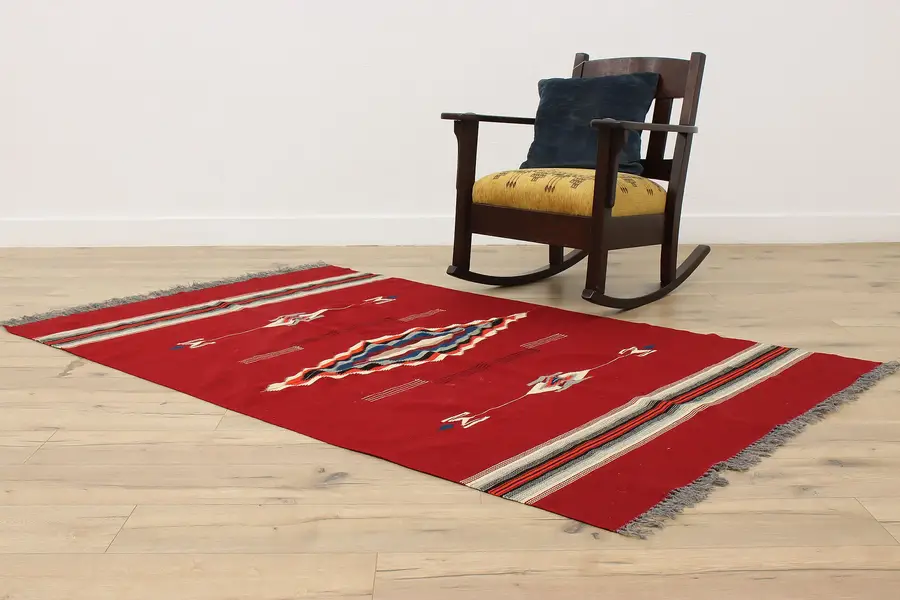 Photo of Chimayo Design Southwest Vintage Woven Red Wool Blanket