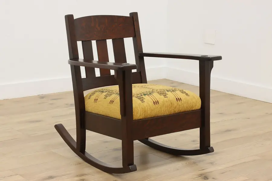 Photo of Arts & Crafts Mission Oak Antique Rocking Chair, Ramsey