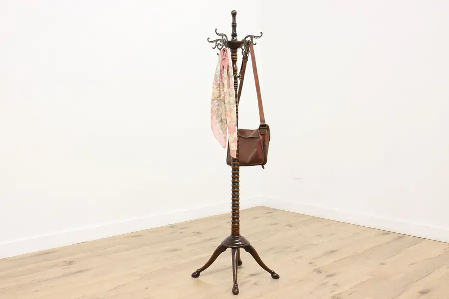 Photo of Victorian Antique Carved Birch Coat & Hat Tree Hall Stand
