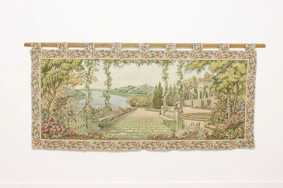 Photo of Lake Como Italy Vintage Woven Tapestry 9' Wide