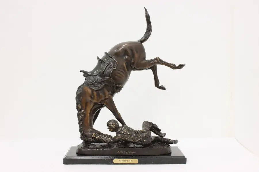 Photo of Wicked Pony Vintage Bronze Sculpture after Remington 21"