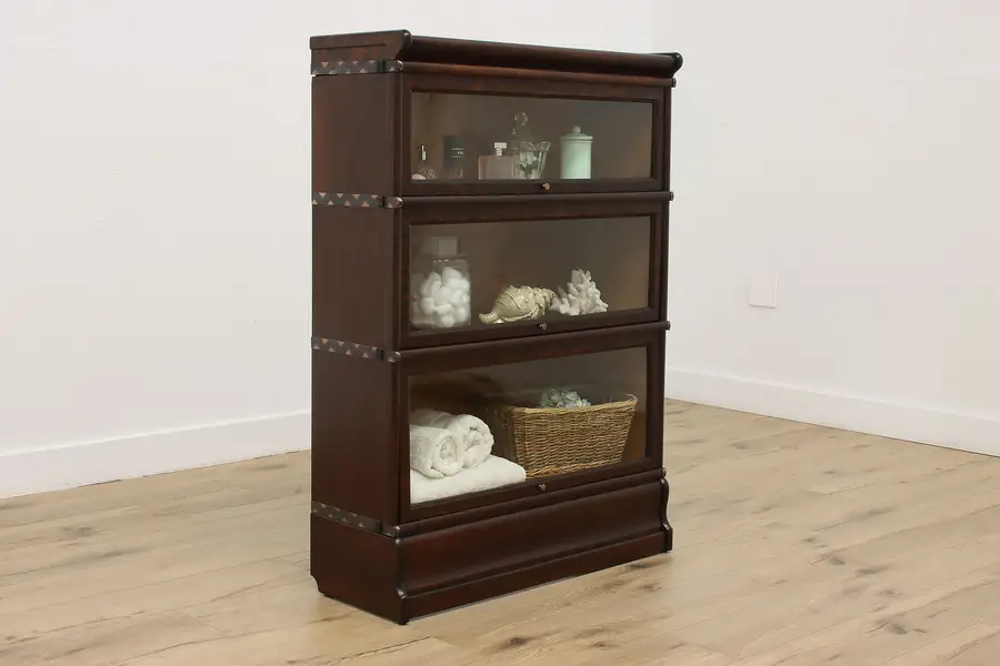 Photo of Macey Antique 3 Stack Oak Lawyer Office Bookcase or Display