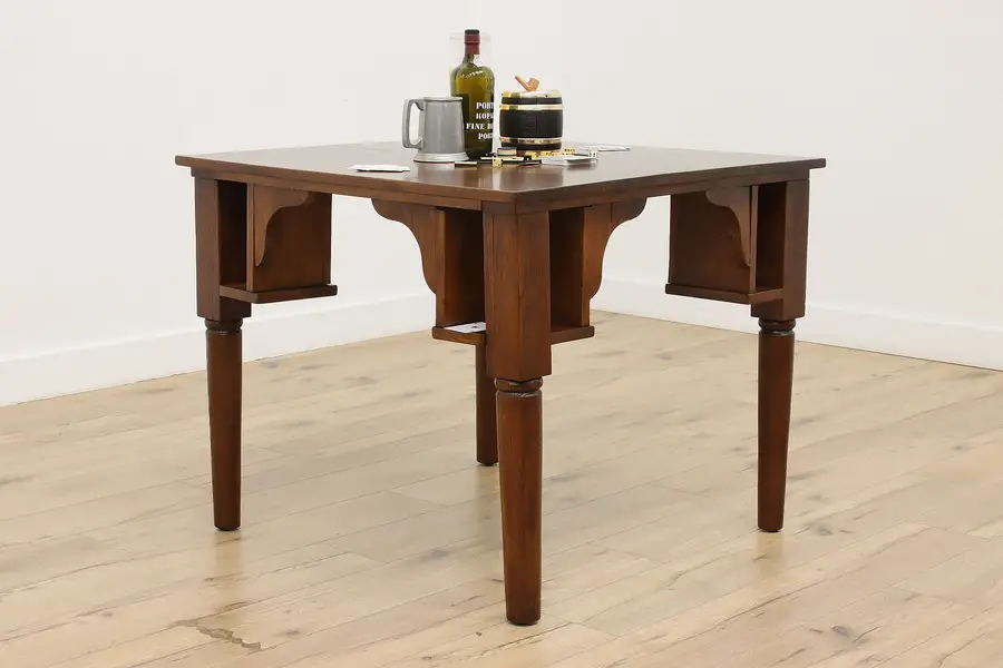 Photo of Victorian Antique Ash Pub Tavern Game Table, Mug Shelves