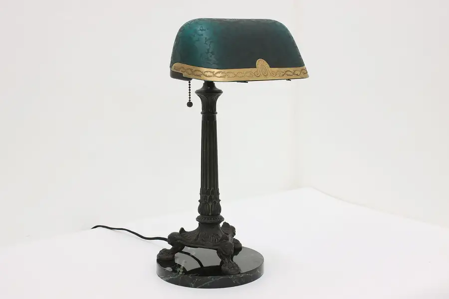 Photo of Emeralite Antique Green Banker Office Desk Lamp McFaddin