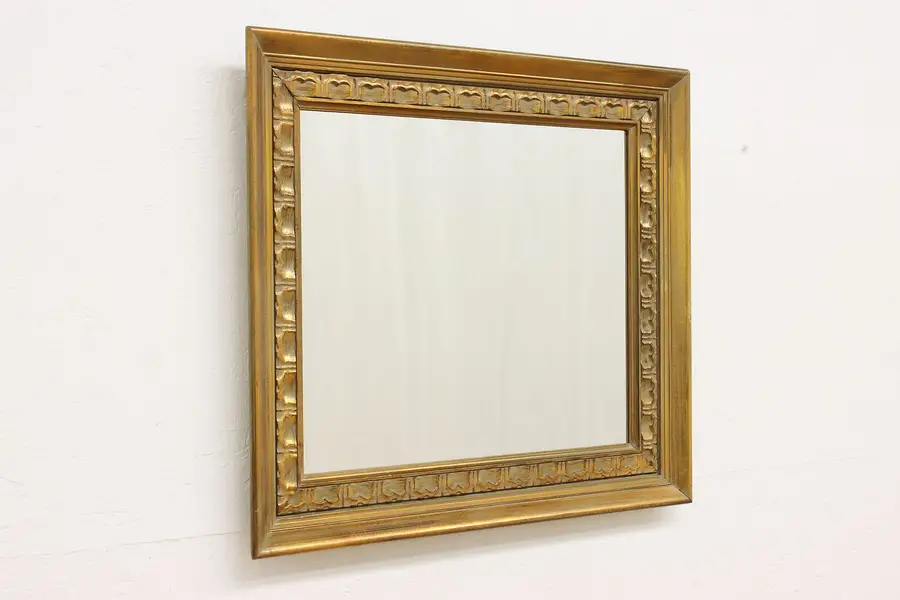 Photo of Traditional Vintage Carved Gilt Hall or Bath Mirror