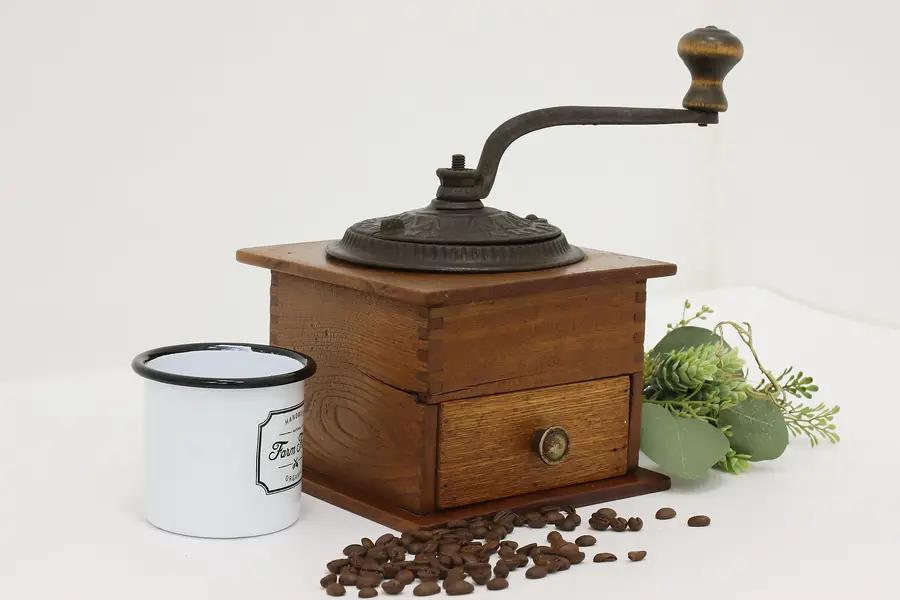 Photo of Imperial Vintage Walnut & Iron Coffee Mill or Grinder