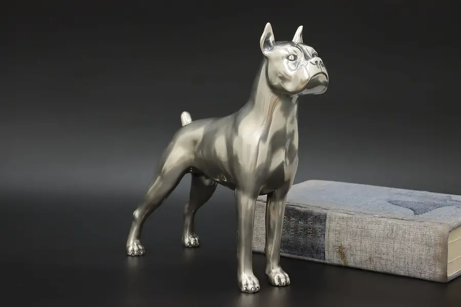 Photo of Boxer Dog Vintage Silverplate Sculpture or Door Stop