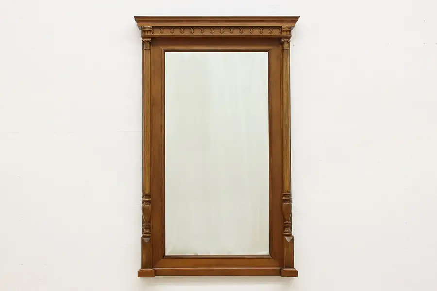 Photo of Victorian Antique Carved Walnut Hall or Mantel Mirror 64"