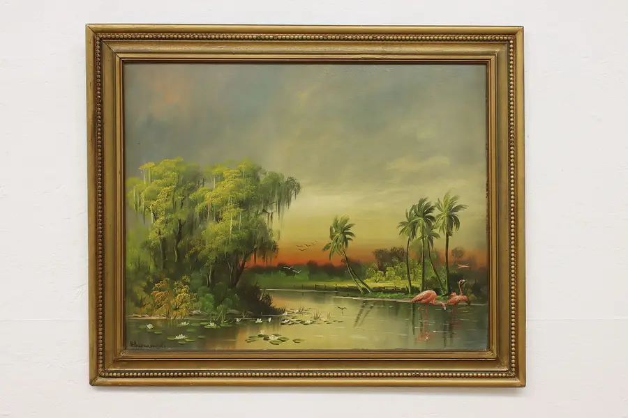 Photo of Everglades Park Vintage Original Oil Painting Baranowski 36"