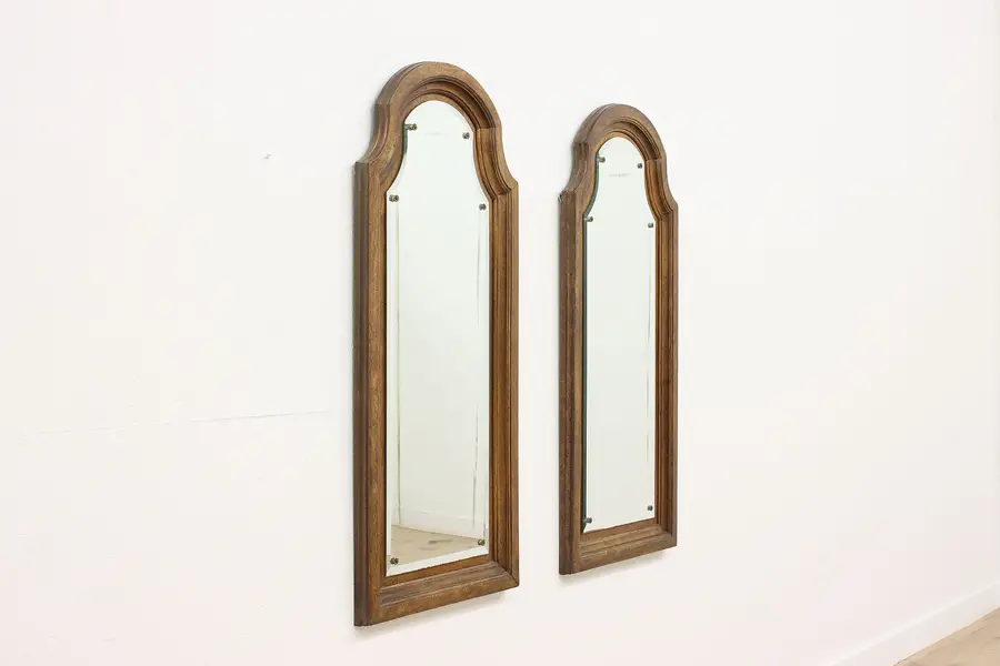 Photo of Pair of Traditional Vintage Chestnut Hall or Entry Mirrors