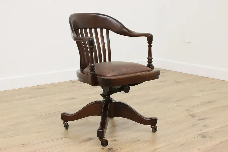 Photo of Traditional Antique Swivel Adjustable Office Chair, Colonial