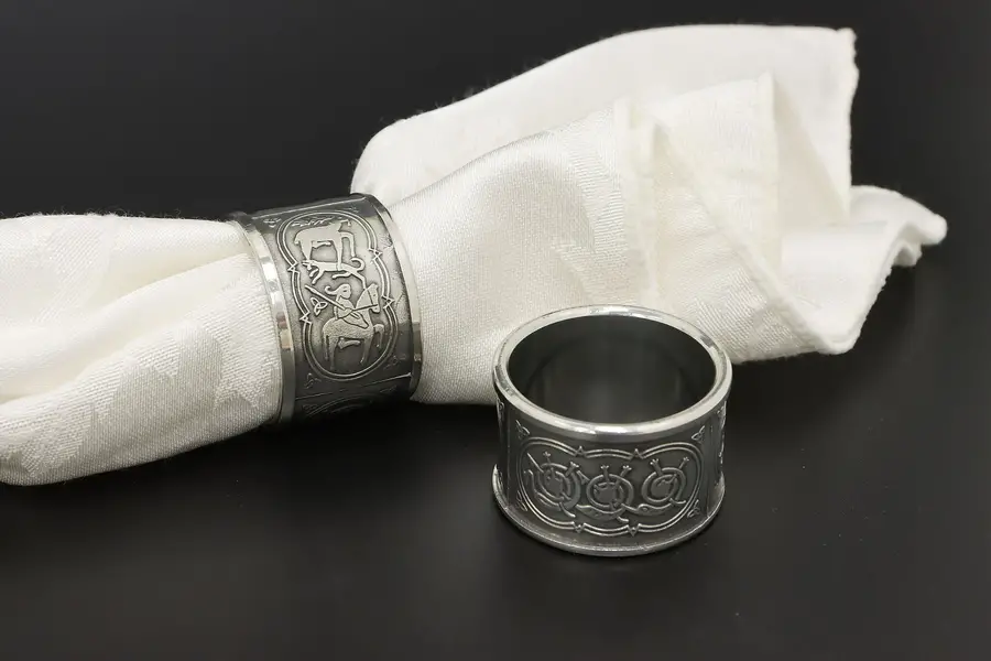Photo of Pair of Irish Vintage Pewter Napkin Rings, Mullingar