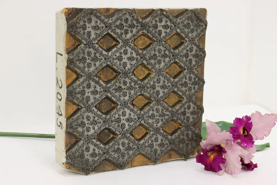 Photo of Indian Antique Carved Wood & Iron Textile Printing Block