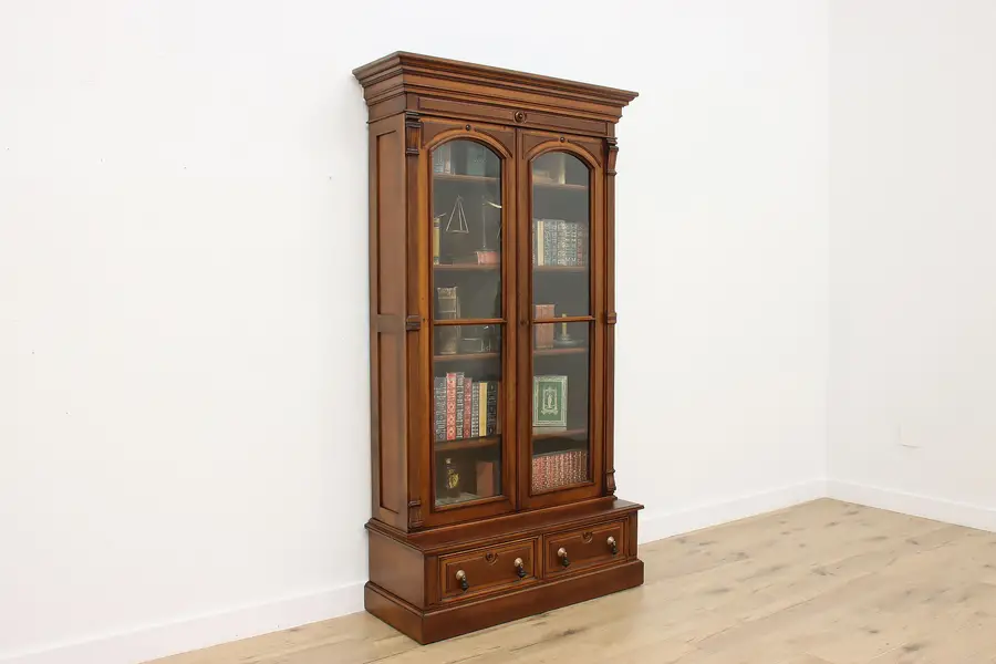 Photo of Victorian Eastlake Antique Carved Walnut Bookcase or Display