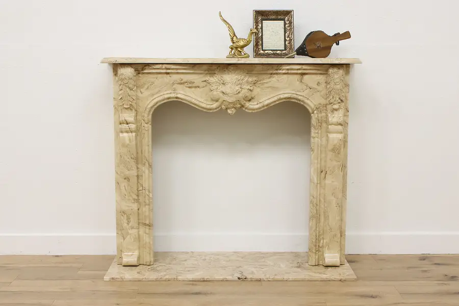 Photo of Country French Vintage 3 Pc Faux Marble Fireplace Mantel