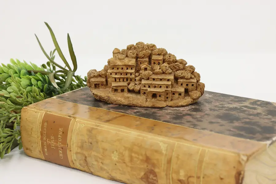 Photo of Folk Art Vintage Carved Cork Forest City Sculpture