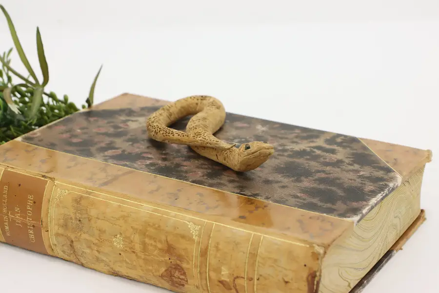 Photo of Folk Art Vintage Carved Cork Snake Sculpture