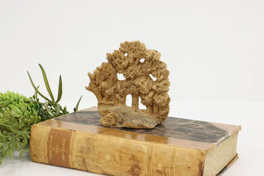 Photo of Folk Art Vintage Carved Cork Forest Sculpture