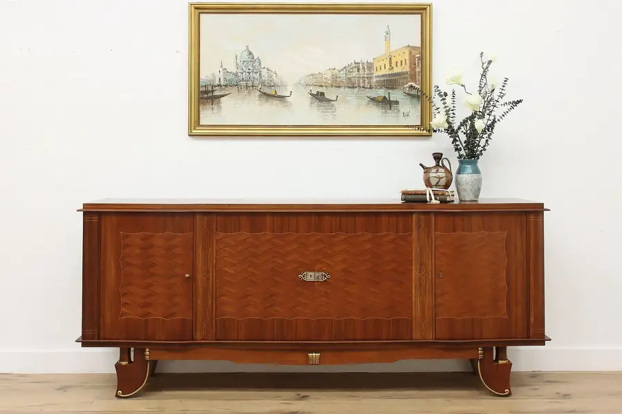 Photo of Art Deco Antique Rosewood & Mahogany Buffet Bar TV Console