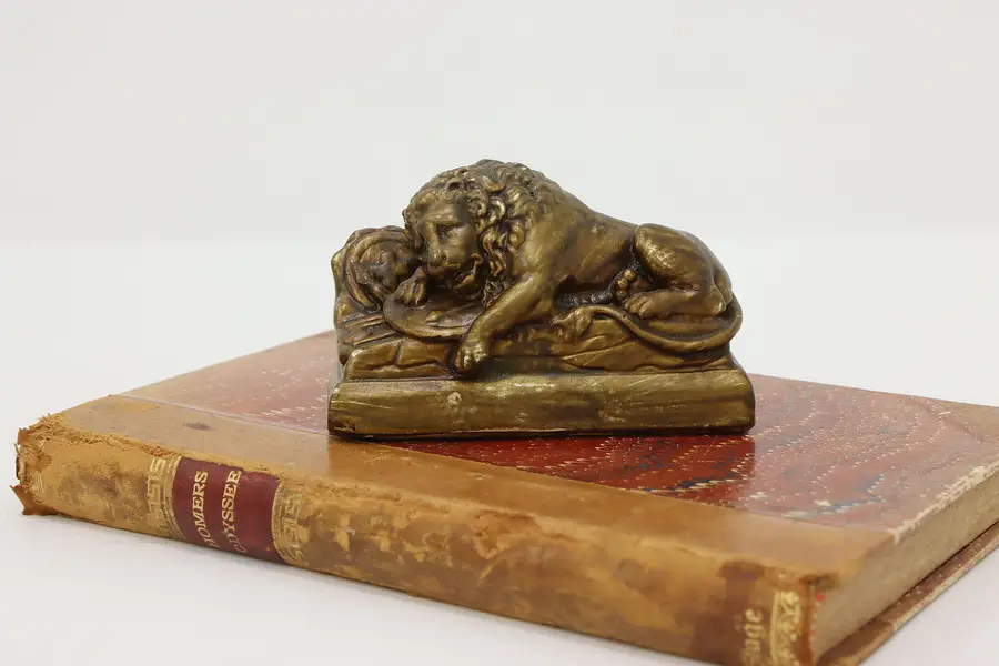Photo of Swiss Vintage Painted Ceramic Lion of Lucerne Sculpture