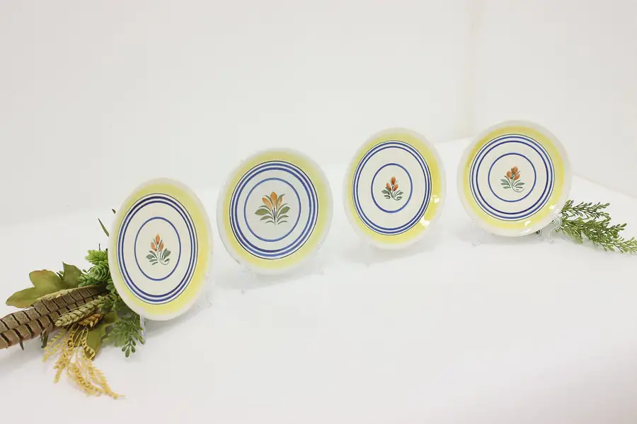 Photo of Set of 4 Quimper Vintage Hand Painted Dessert Plates
