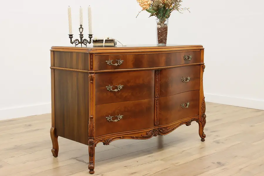 Photo of French Design Antique Carved Walnut Dresser or Chest, Homer