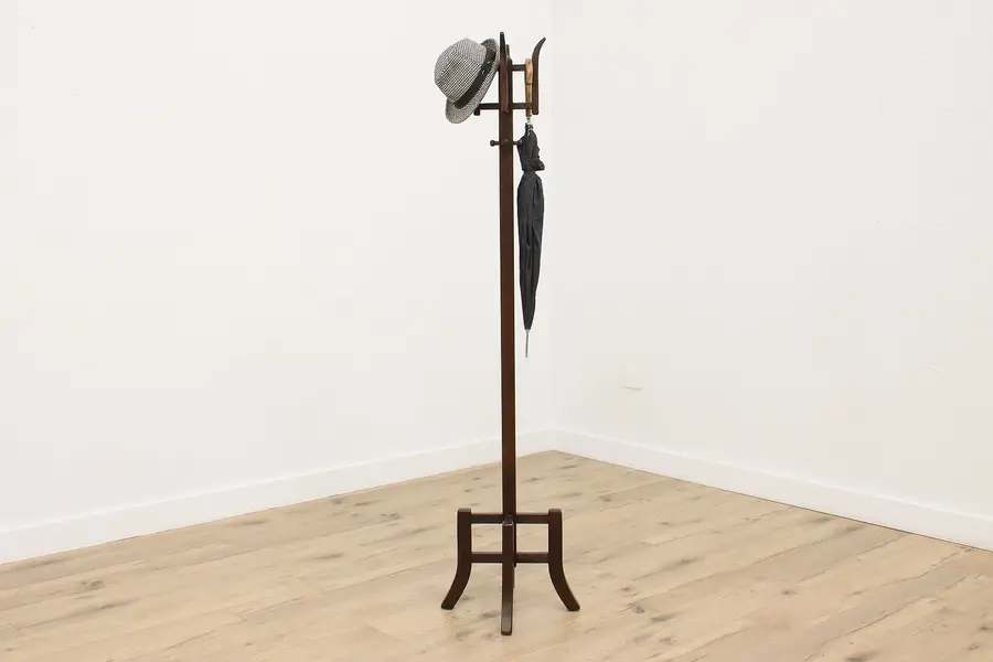 Photo of Arts & Crafts Mission Oak Antique Coat & Hat Tree Hall Stand