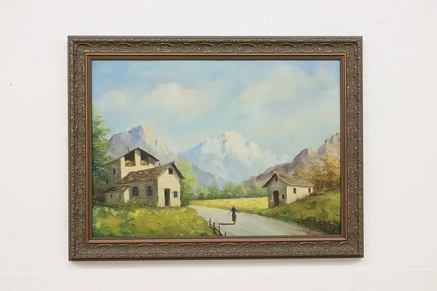 Photo of Italian Farm Vintage Original Oil Painting Antonio 32.5"