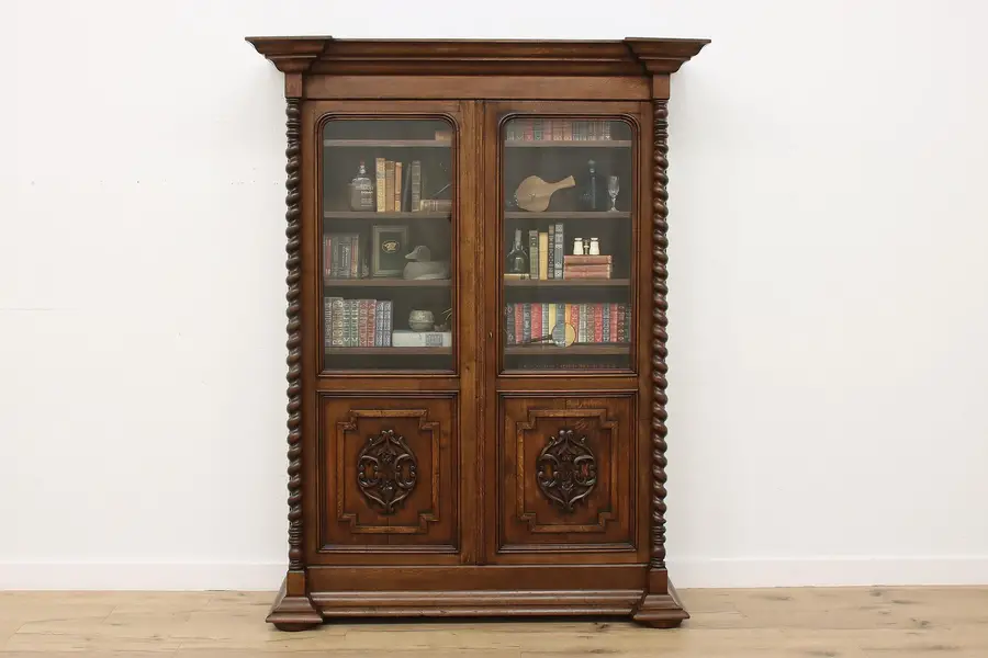 Photo of Renaissance Design Antique Carved Oak Bookcase or Display