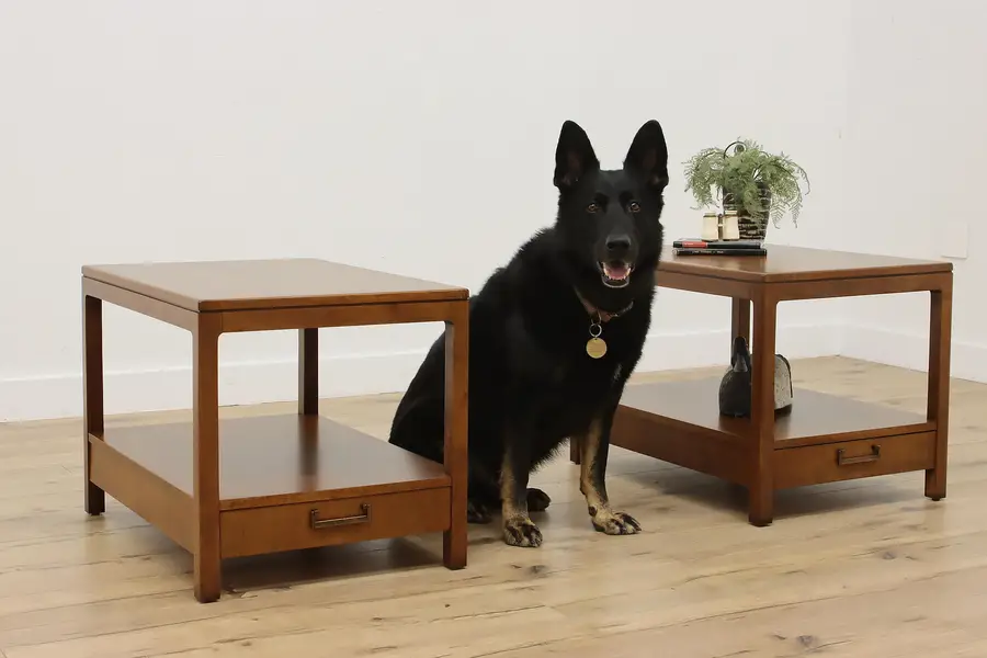 Photo of Pair of Midcentury Modern Vintage Teak End Tables Founders