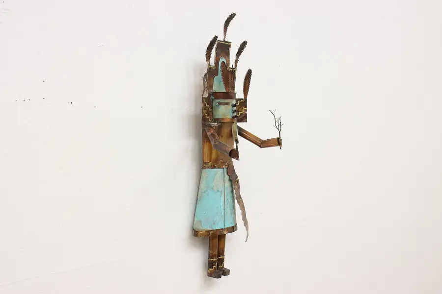 Photo of Native American Figure Vintage Copper Sculpture, Anderson