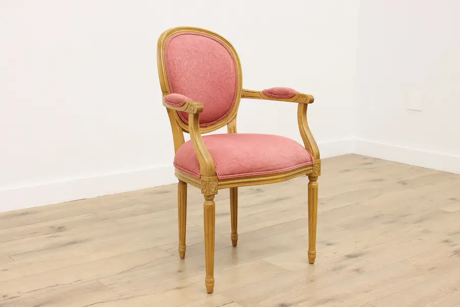 Photo of Country French Vintage Birch & Pink Upholstery Chair Allen