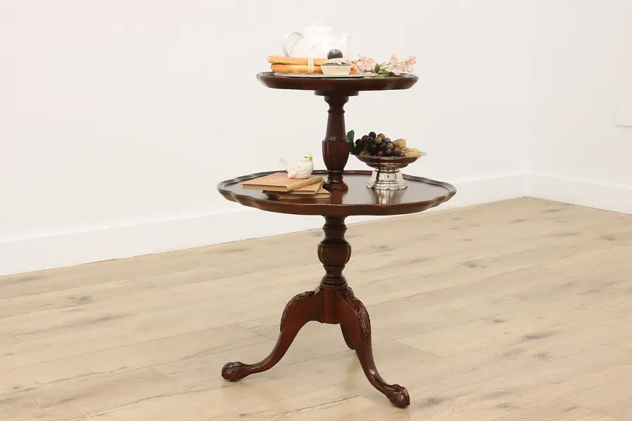 Photo of Georgian Vintage Carved Mahogany Tea & Dessert Table Mersman