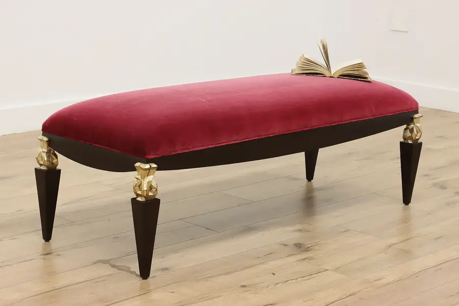 Photo of Ebony & Gold Vintage Boudoir or Hall Bench, Guy