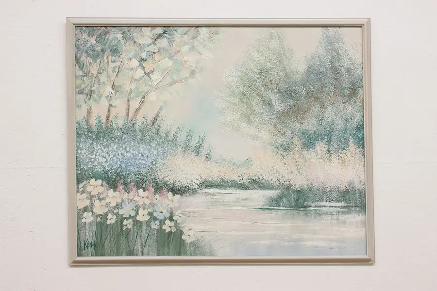 Photo of Winter Blooms Vintage Original Oil Painting Kenny 53"