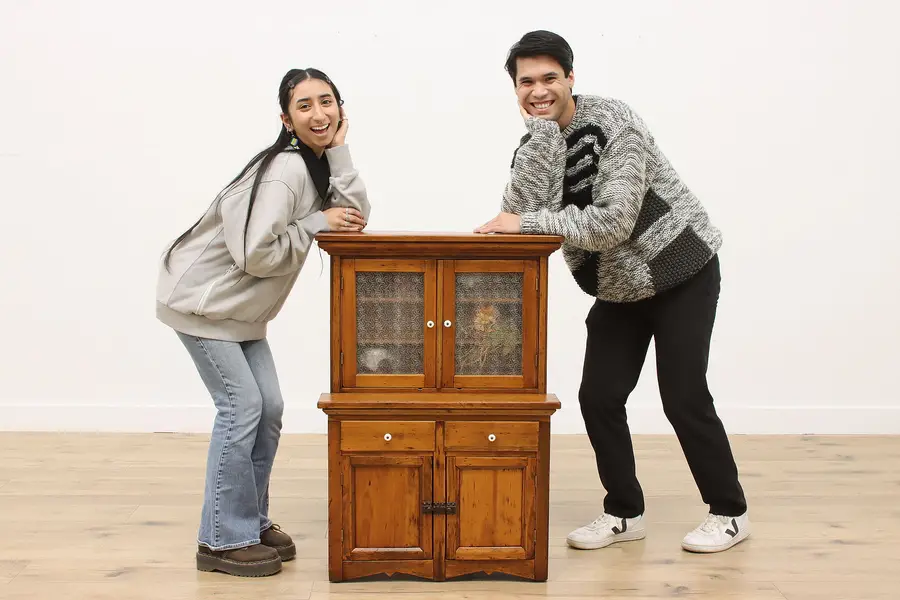 Photo of Farmhouse Antique Miniature Pine Child Cabinet Jewelry Chest