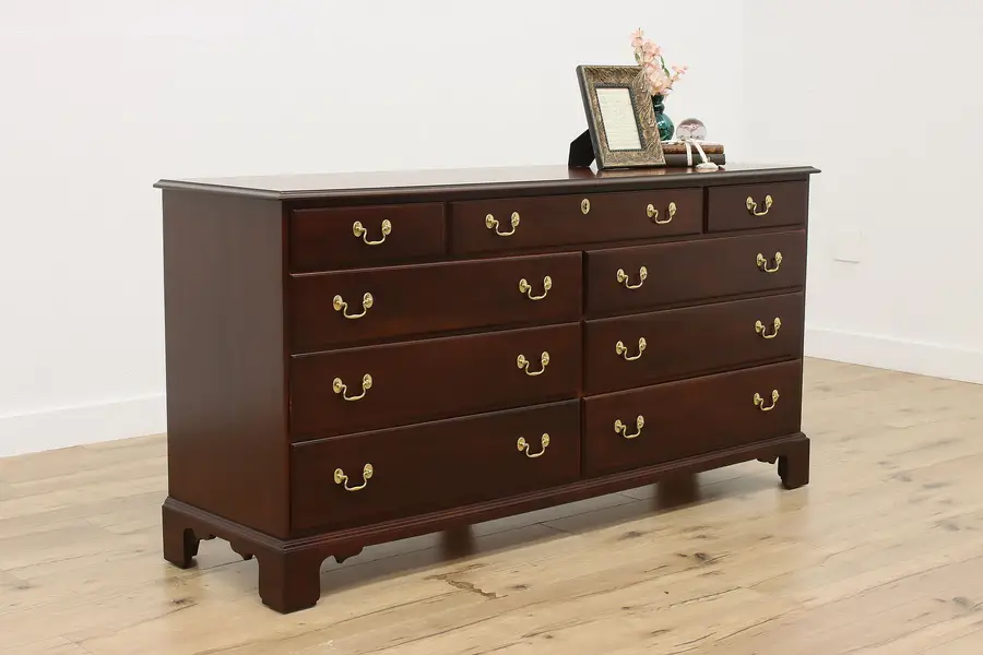 Photo of Georgian Vintage Mahogany 9 Drawer Dresser Chest, Knob Creek