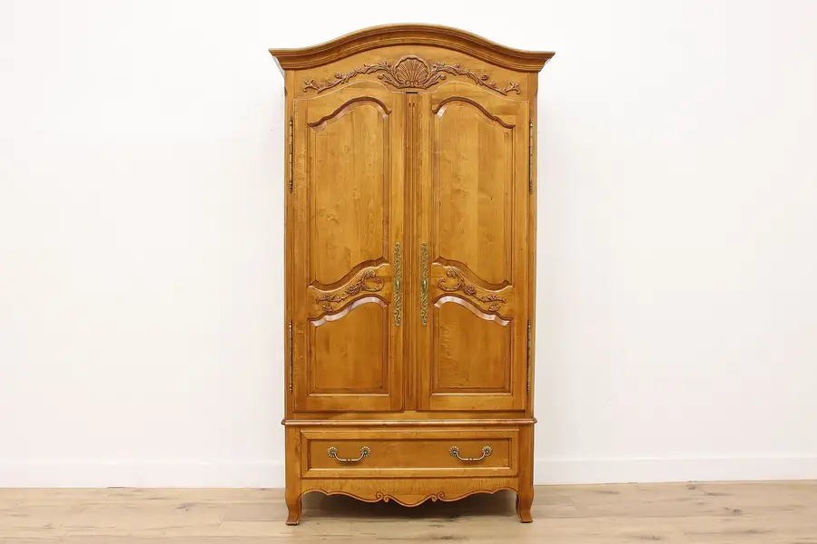 Photo of Country French Vintage Maple Armoire Wardrobe Ethan Allen