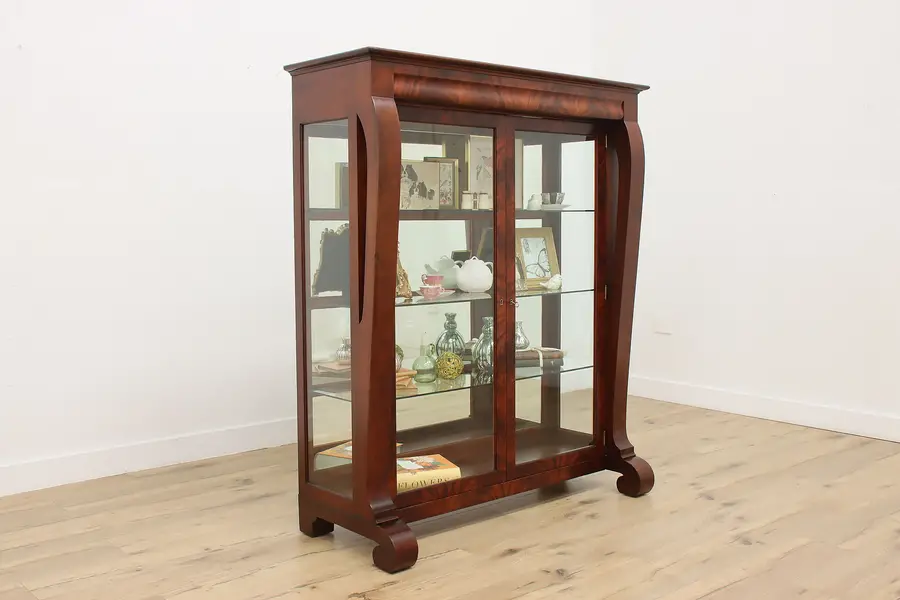 Photo of Empire Antique Mahogany China Curio Display Scholle