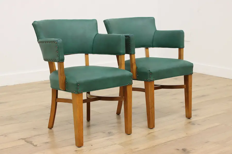 Photo of Pair of Midcentury Modern Vintage Vinyl Office Chairs