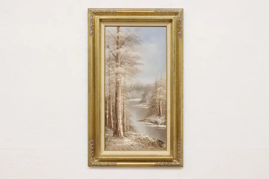 Photo of Snowy River Vintage Original Oil Painting Antonio 30.5"