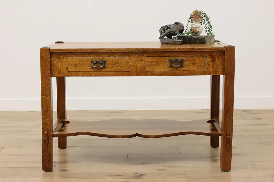 Photo of Arts & Crafts Antique Oak Craftsman Library Table Desk