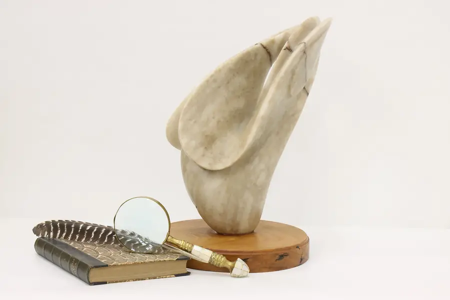 Photo of Abstract Alabaster Sculpture on Walnut Base Grossman 18"