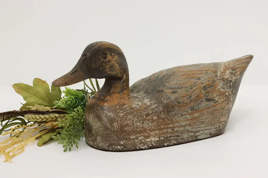 Photo of Carved & Painted Vintage Farmhouse Duck Decoy Sculpture
