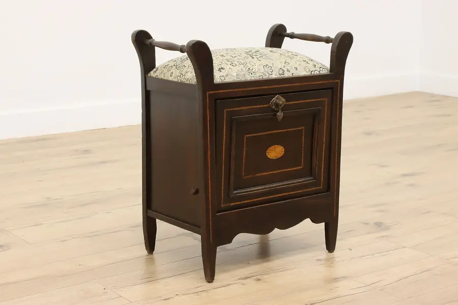 Photo of Georgian Antique Birch Hall or Bath Bench w/ Magazine Rack